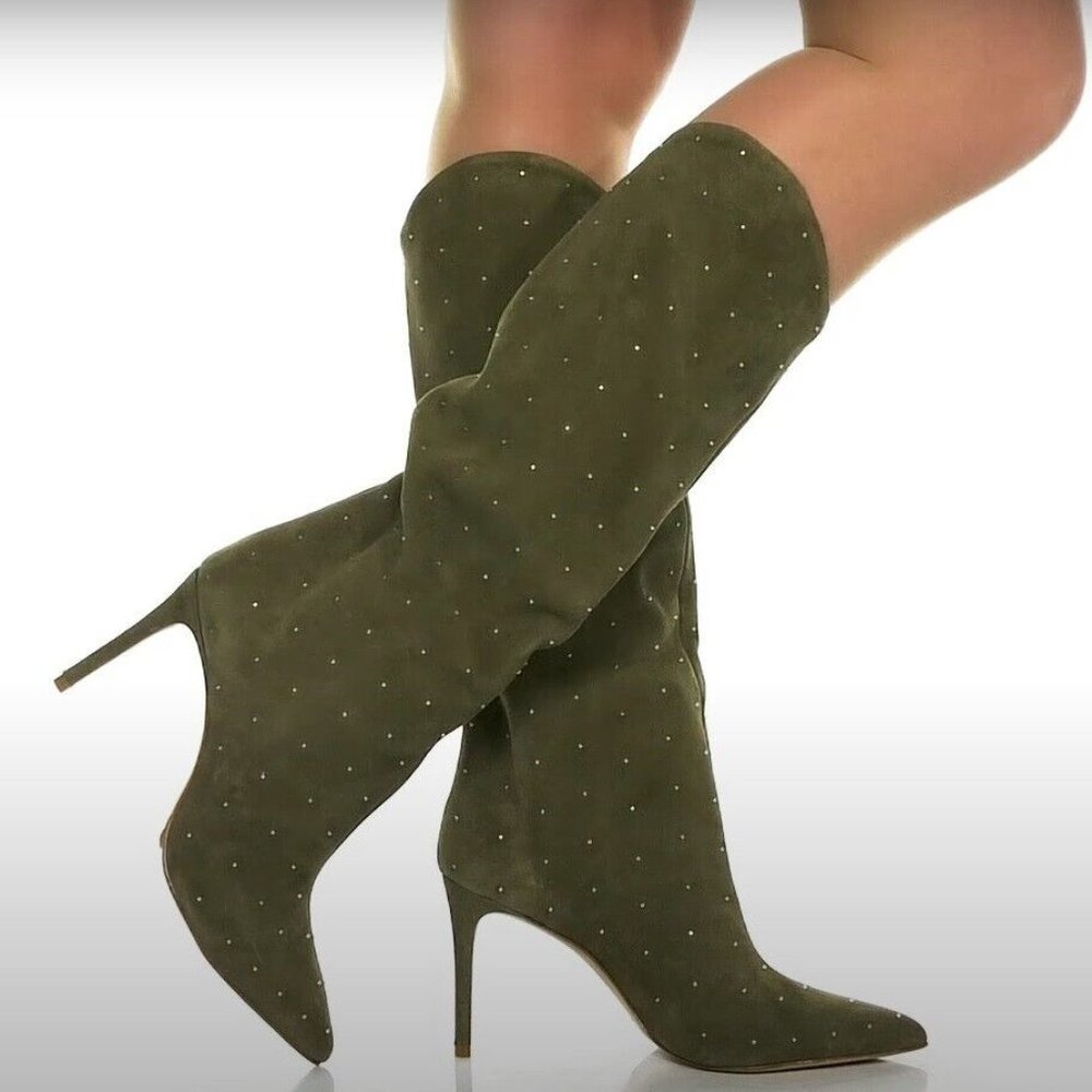 Schutz (Maryana Studded Suede Boot – Aspen Green)
